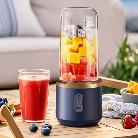 2Cup Electric Fruit Juicer Blender Juice Mixer Wireless Portable Household USB Charging 6 Blade With