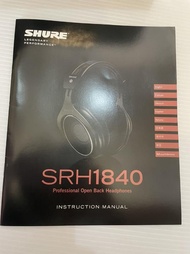 SHURE SRH1840 開放式耳機 帶盒子