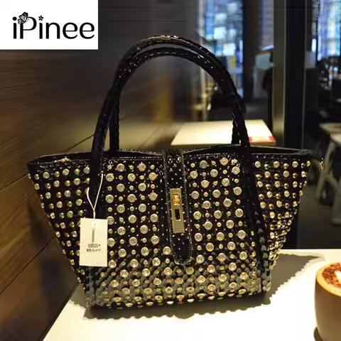 iPinee Rhinestones Crossbody Bags For Women Patent Leather Luxury Handbags Women Bag Designer Ladies