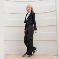 Bobo High-Waisted Straight-Leg Pants Popular Cargo There Are 4 Bags. Practical The Bag Uses The Same