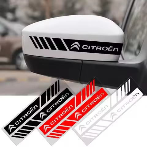 2pcs Citroen Mirror Side Stripe Decals – Waterproof Vinyl Car Body Stickers for C1 C2 C3 C4 C5 C6 C8