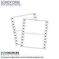 SONOFORM Laser Paper 9.5 x 11 Inch 2PLY 2UP NCR Computer Form 1000 Fans - White