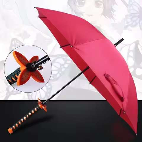 8 Bones Japanese Ninja-like Sun and Rain Straight Umbrella Automatically Open Long Handle Windproof 