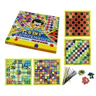 Compendium 5 In 1 Of Multiplayer Board Games & Pick Up Sticks