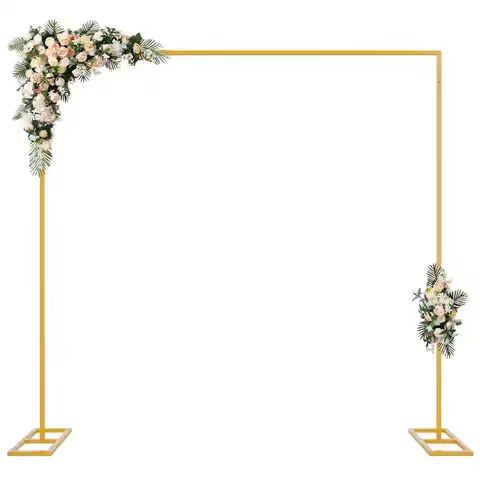 8x8FT /2.4x2.4m Backdrop Stand Heavy Duty with Base,Gold Square Metal Party Frame for Wedding Birthd