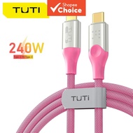 TUTI 240W USB-C to USB-C Zinc Alloy Cable 3.89 Feet Pink Braided C Cable, compatible with MacBook Pr