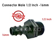 Male Pipe Connector 1/2 Inch to 16mm Hydroponic Irrigation