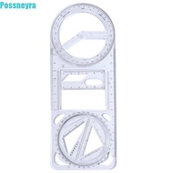 PYRON Drawing Ruler, Multifunctional Ruler Straight Geometry Ruler, Architecture Plastic Transparent