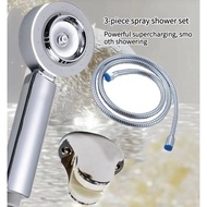 Pressurized shower head, removable and washable shower head, 3-piece handheld shower set