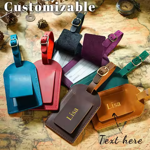 Customized Name, Top Layer Cowhide Plane Boarding Pass, Creative Suitcase Tag, Checked Boarding Leat