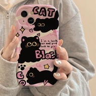Cute Black Cat Case Samsung S25fe S24 S23fe S21fe S20fe S24 S25 S22 S23 M15 M14 M54 M34 F34 F54 S25P