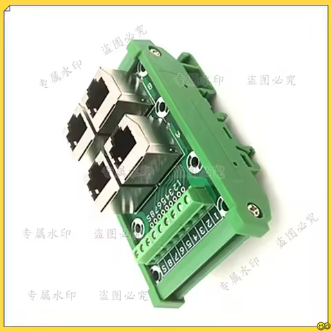 RJ45 Module DIN Rail Mount ,RJ45 8P8C Jack 4-Way Buss Breakout Board, Terminal Block, Connector.