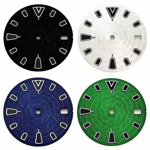 NH35 28.5mm Dial Sterile Watch Dial Green Luminous Fit NH35 3/3.8/4.2 O'Clock Crown Automatic Moveme