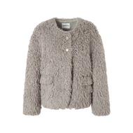 WhyBerry 23AW Yellow Butter Croissant Faux Fur Jacket Womens Warm Short Top Commute Style Synthetic