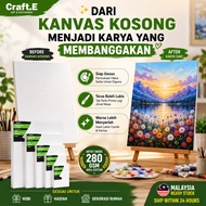 Craft.E Stretched Canvas Board Kanvas Artist Grade Gesso Primed Oil Acrylic Painting Canvas Painting