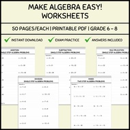 [DIGITAL COPY] Make Algebra Easy Worksheet for Kids | Step-by-Step Practice (Single & Two-Step Probl