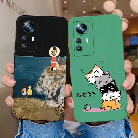 Phone Case For Xiaomi 12 Pro Lite Ultra Candy Color Patterned Liquid Silicone Full Coverage Anti Sli