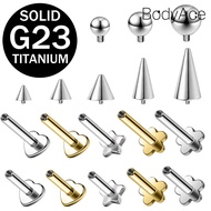 Bodyace G23 Titanium Lip Stud 16G Heart Flower Ear Piercing