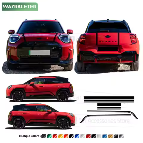 6 Pcs/Set Car Door Side Stripes Sticker Hood Trunk Engine Cover Carbon Fiber Vinyl Decal For MINI Ac