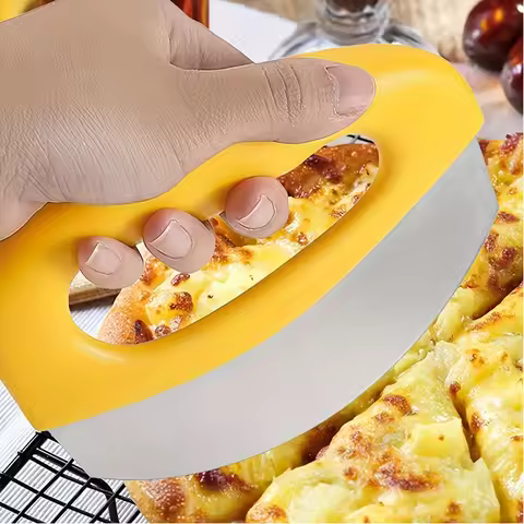 1PC Super Sharp Stainless Steel Pizza Cutter,With Lid and Protective Cover-A Multi-functional Vegeta