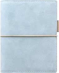 Filofax Domino Soft Organizer, Pocket Size, Pale Blue - Leather-Look, Soft Tactile Cover, Six Rings, Week-to-View Calendar Diary, Multilingual, 2024 (C022582-24)