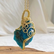 【療愈水晶】天然藍磷灰石項鍊 / 原石手作編織