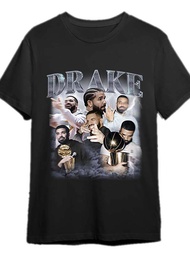 Men's Vintage Drake Graphic T-Shirt - Slim Fit Short Sleeve Tee With Bold Rap Print, Black Casual Sh