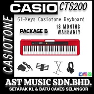 Casio CT-S200 61-Keys Casiotone Keyboard – Red ( CTS200 / CT S200 ) Package B