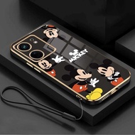 Xiaomi 13T Pro 13T 12T Pro xiaomi11T Pro Cartoon Disney Mickey Mouse Couples Square Edges Plating Back TPU Soft Case Cover
