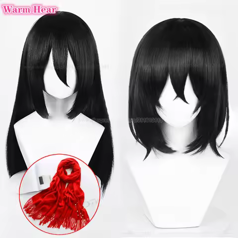 Anime Mikasa Ackerman Synthetic Black Mikasa Wig Adults Mikasa Ackerman Cosplay Wigs Heat Resistant