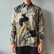 印尼蠟染緞面長袖襯衫 BRAHMA - 金枝玉葉 - BRM001