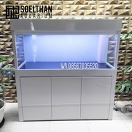 kabinet aquarium  cabinet akuarium 150 cm READY STOCK - Putih Kaca