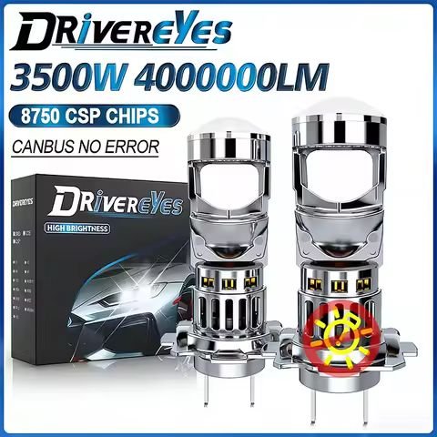4000000LM Mini H7 H4 H11 Led Projector Headlight Lens Lamp Canbus Hi/Low Beam Auto Turbo Fan H8 H9 9