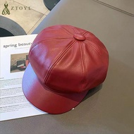 Women Fashion Beret Solid Beret Cap Pu Leather Beret French Artist Warm Beanie Hat Female Ladies Hat