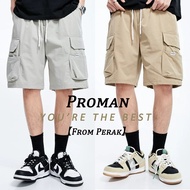 【From Perak】ProMan Black/Gray/Khaki casual short pants large Pocket Overalls cargo pants men Sports 