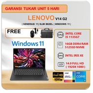 laptop lenovo v14 g2 intel core i5 1135g7 16gb 512ssd w11 14.0fhd - 16gb | 512ssd tanpa antigores