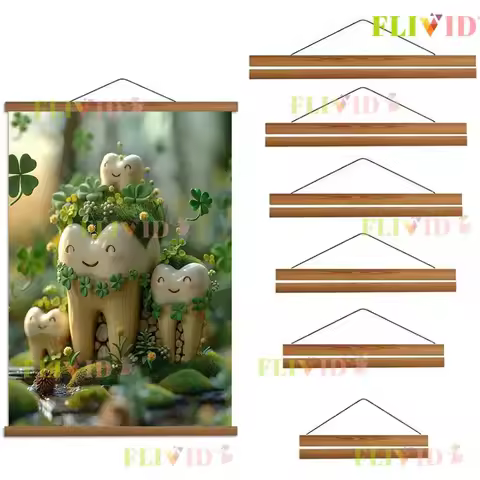 1pc 21cm-51cm Magnatic Picture Canvas Painting Frame Poster Hanger Teak Wood Photo Frame Gold Black 