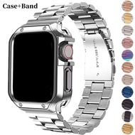 TPU Protector Case+Metal Strap For Apple Watch Ultra Band 49mm 45/44mm 41mm 40/38 Stainless steel Br