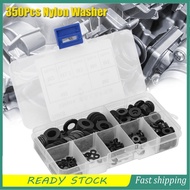 Aumotop Nylon Plastic Flat Gasket Washer Kit Durable for Prevent Leakage M2-M8 350pcs DIY Project Bl