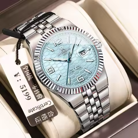 2025 new Ruizhiyuan ice blue men's watch brand genuine business high-end log luminous waterproof qua