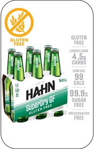 Hahn SuperDry GF Lager (Low Carb &amp; Gluten-Free) - 06 x 330ml - BBD Sept 2024