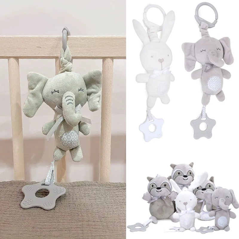 Infant Toddler Rattles Toys for Baby Stroller Crib Soft Bear Bunny Style Pram Hanging Toys Plush Appease Doll Bed Accessories