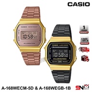Casio Vintage A168WECM A168WEGB Digital Gold Case Stainless Steel Band Men Watch Women Watch Unisex 
