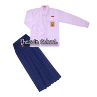 Seragam sekolah SMP Cewek super Lengkap baju putih rok biru panjang kelas 1-3