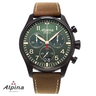 Alpina Startimer Pilot Chronograph Big Date Swiss Made Green Dial Watch
