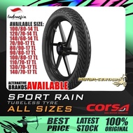 TAYAR MOTORSIKAL CORSA SPORT RAIN TUBELESS TYRE  60, 70 ,80 ,90 ,100, 110 ,120 ,130 ,140 - 14, 17