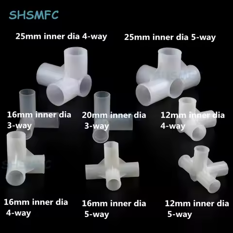 2-10Pcs Plastic Inner Diameter 12mm 16mm 20mm 25mm PE Tee Connector Four Five Way Joint Pipe Adapter