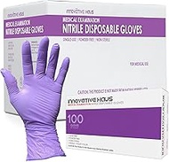 INNOVATIVE HAUS Indigo Powder Free Nitrile Gloves. 3.6 Mil Disposable Gloves. Puncture Resistant and Textured for Extra Grip.