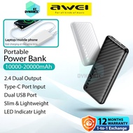 Awei P5K Pro 10000mAh Powerbank 2.4A Charging Dual USB Power Bank Awei P6K Pro 20000mAh Powerbank Aw
