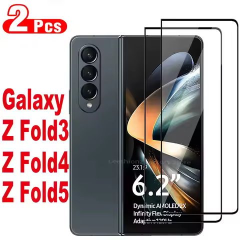 For Samsung Galaxy Z Fold 2/Z Fold 3/Z Fold 4/Z Fold 5/Z Fold 6/Z Fold 7 2pcs HD Black Tempered Glas